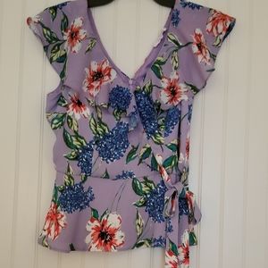 Parker xs lavender floral peplum top